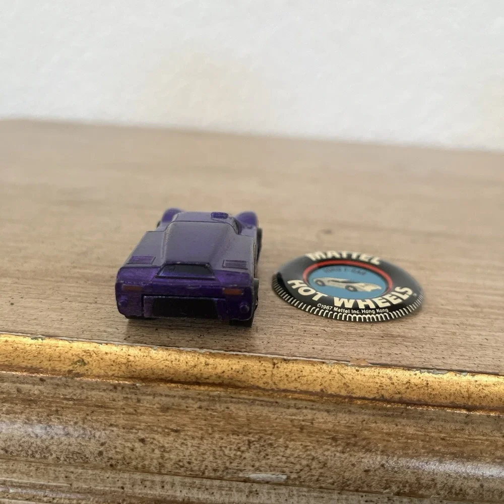 Vintage 1967 Hot Wheels Redline Ford J-Car Purple w/ Original Button USA Read!